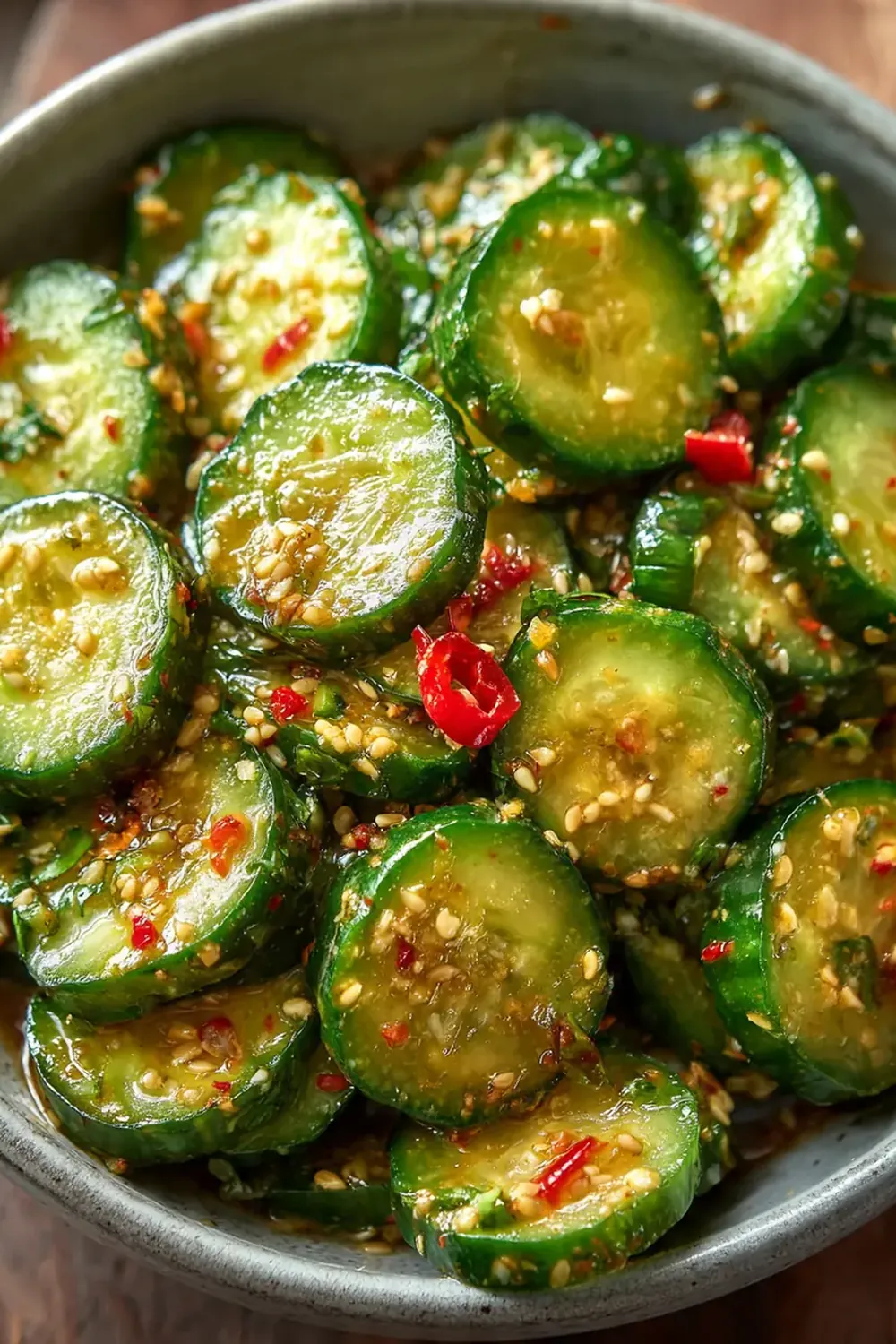 Crispy Cucumber Salad with Spicy Sesame Dressing
