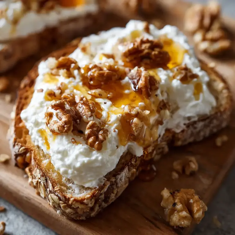 Whipped Ricotta Toast With Honey & Walnuts